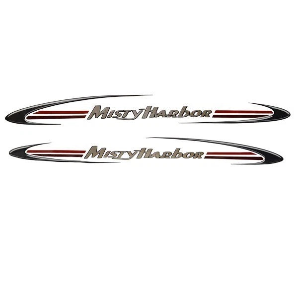 Misty Harbor Boat Graphic Decals - Black Grey Logo Stickers (pair)