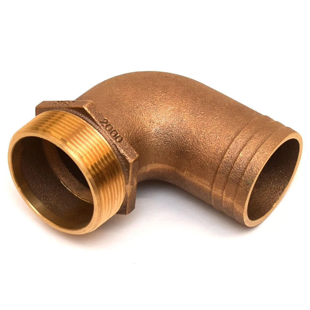 Groco Boat Pipe to Hose Fitting PTHC-2000 - 90 Degree 2 Inch Bronze