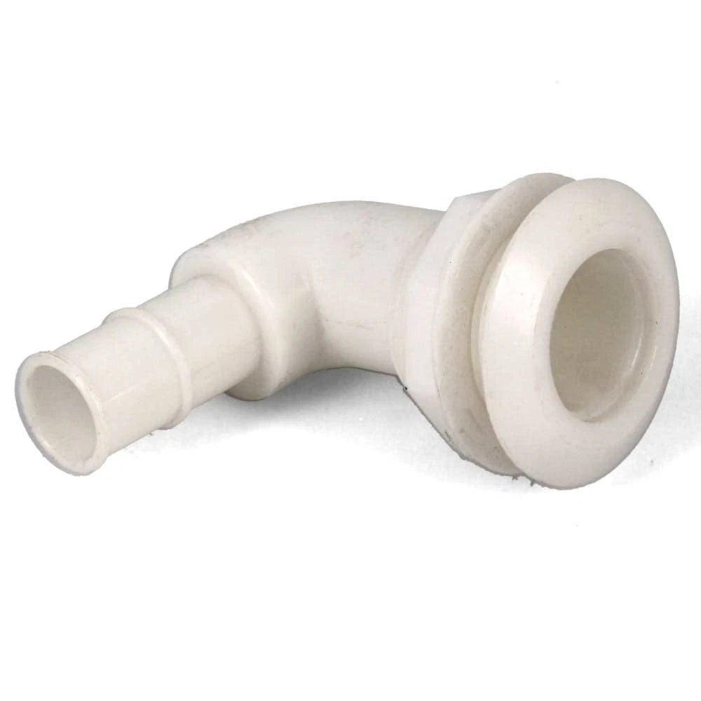 Rinker Boat Thru Hull Fitting - 90 Degree 1 1/8 Inch White Plastic