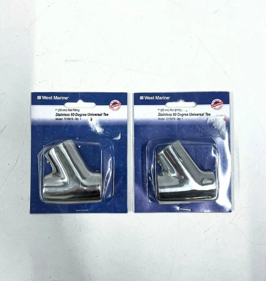 West Marine 7219819, 60 Degree Universal Tee, Stainless Steel, 2 Pack