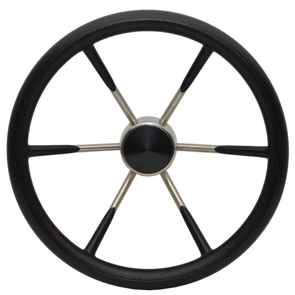 Boat Destroyer Steering Wheel 1525 - 15 Inch 25 Degree Stainless Black