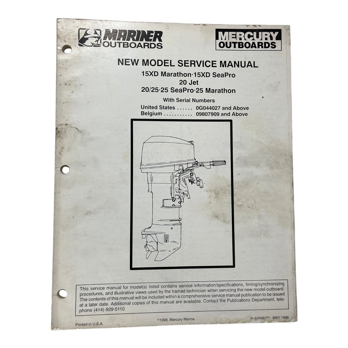 Mercury Mariner 90-826883R1, Model Service Manual (1996)