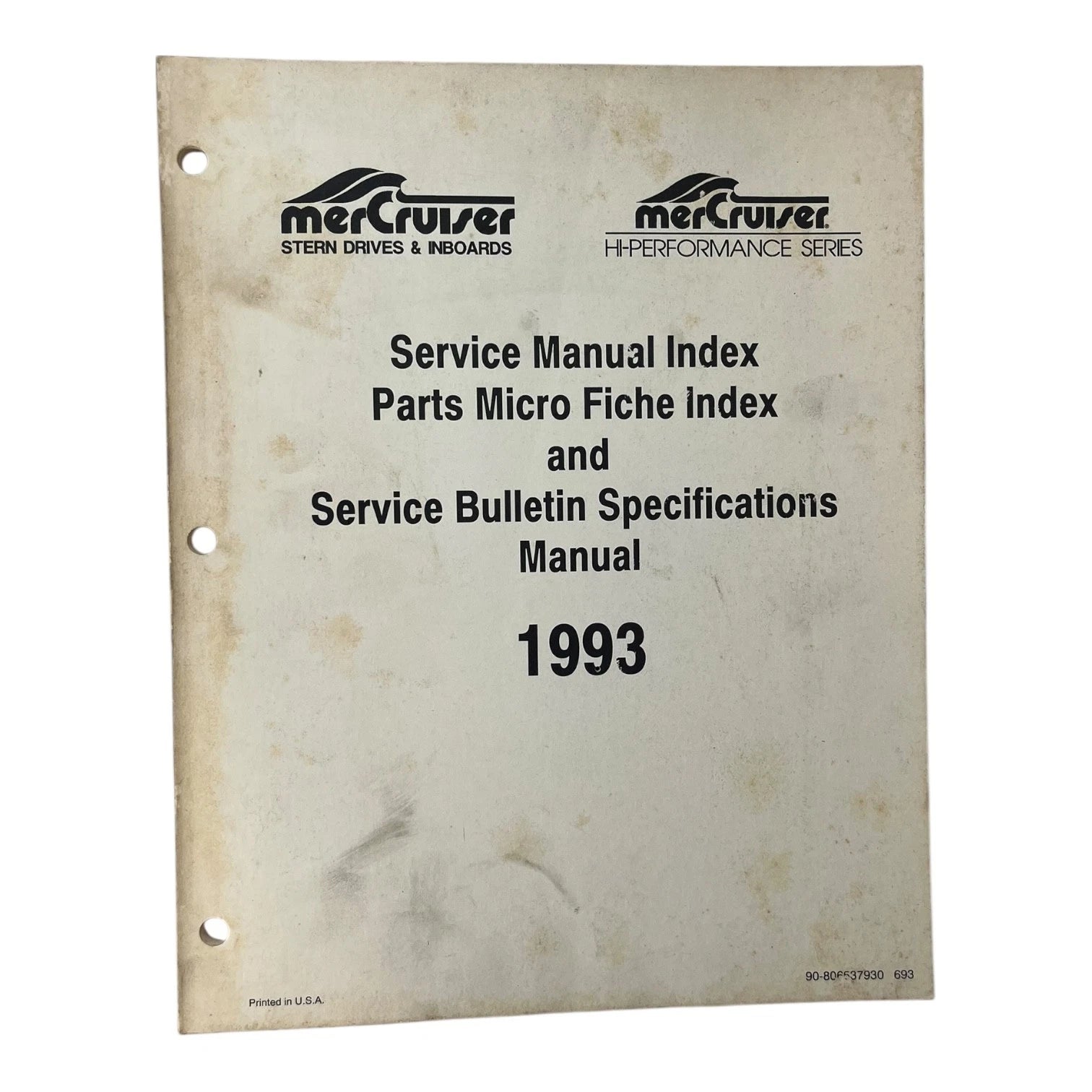 Mercruiser 90-806537930 693, Service Manual Index & Service Bulletin Spec (1993)