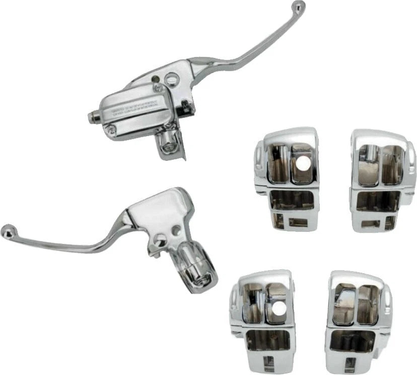 HardDrive Chrome Handlebar Control Kit with Cable Clutch – Fits Harley Davidson
