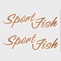 Tracker Boat Brand Decal Sticker - Sport Fish Brown White (pair)