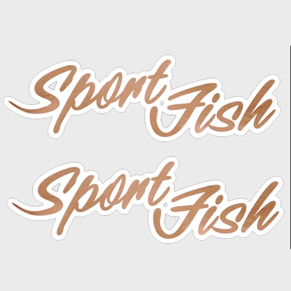 Tracker Boat Brand Decal Sticker - Sport Fish Brown White (pair)