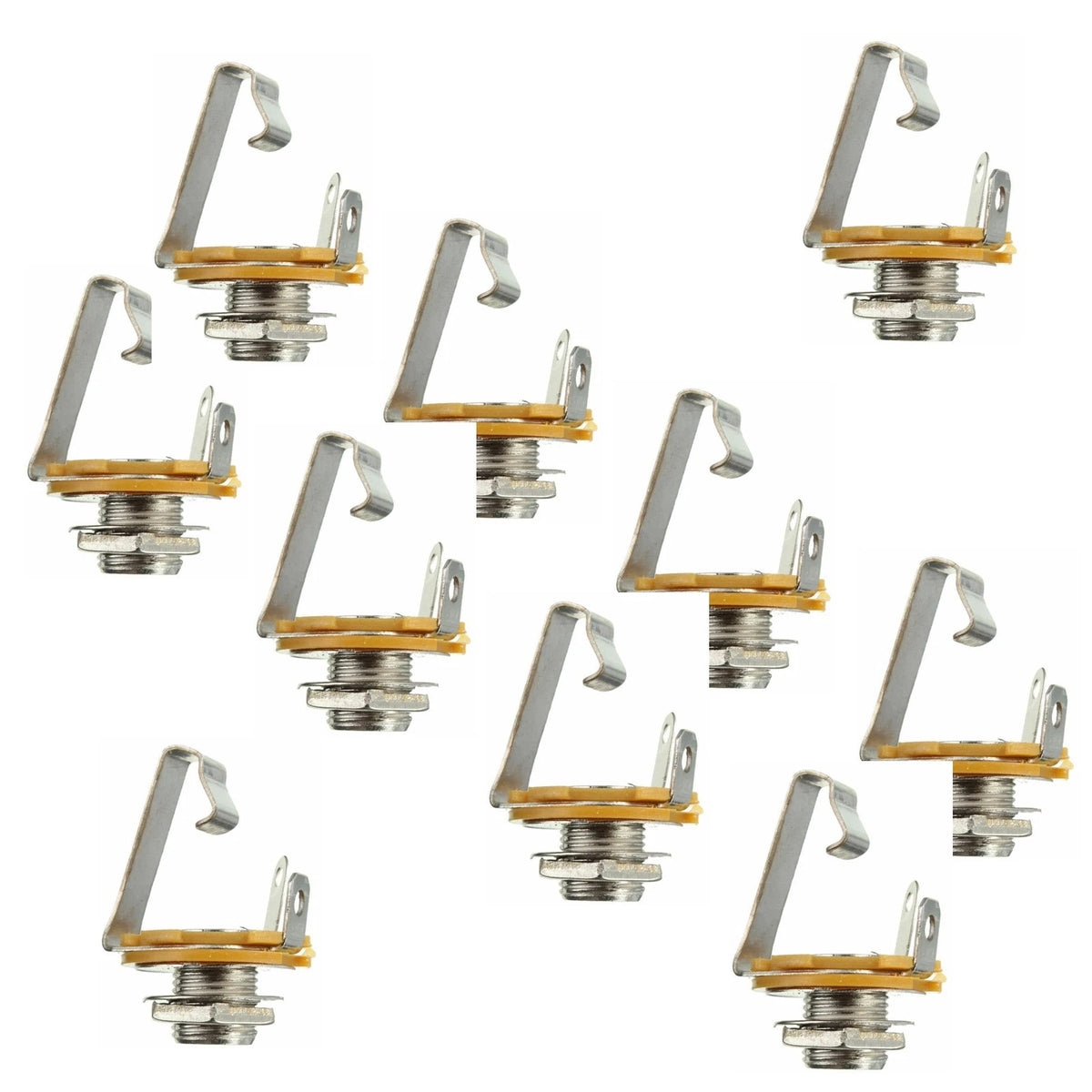 10 Pcs Mono 1/4" 6.35mm ID Socket Jack Connector Panel Mount Guitar Plate K