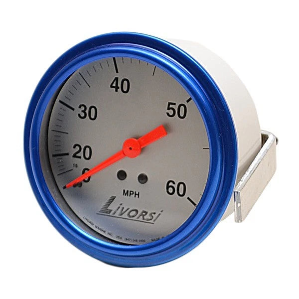Livorsi Boat Speedometer Gauge - Baja 60 MPH 3 3/8 Inch Blue