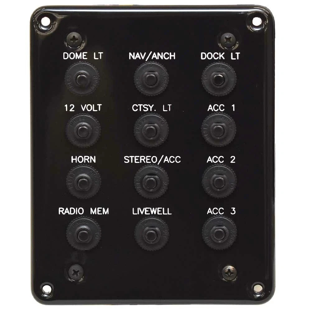 Godfrey Pontoon Boat Breaker Switch Panel - Black Plastic with Harness