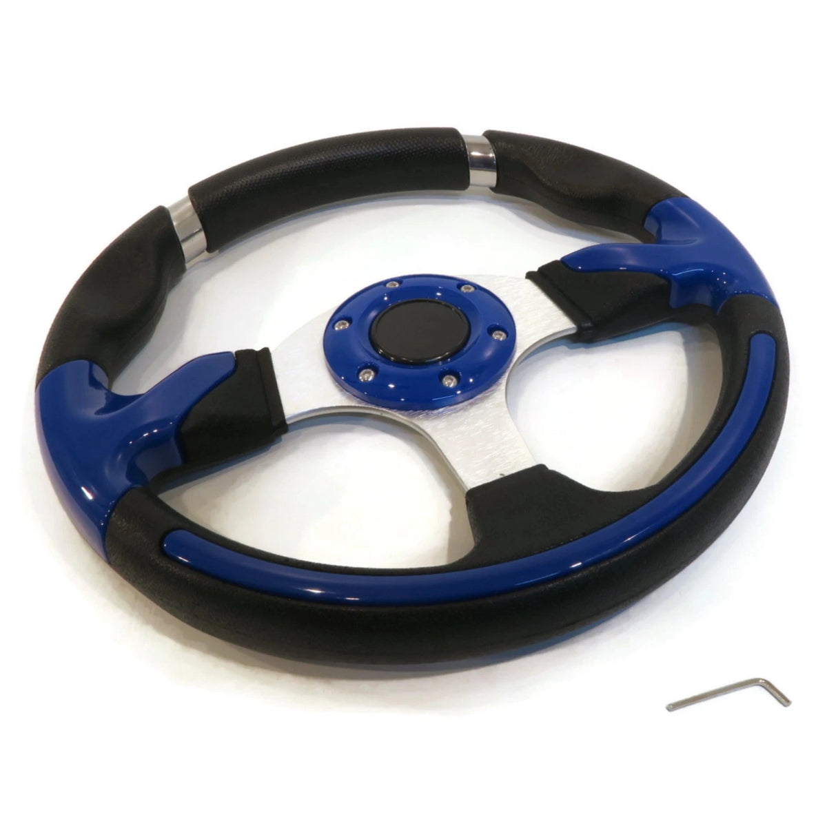 Universal 13" Steering Wheel Blue/Chrome, GT Style for Dune Buggy & Side-By-Side