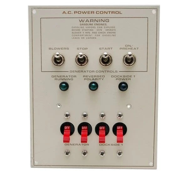 Westerbeke Boat AC Power Generator Control Panel - Off-White Aluminum