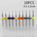 10 Piece Set 0.3-1.2mm Drill Bits PCB Print Circuit Board Plastic Hole Drilling
