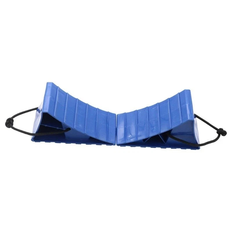 Wheel Chock for RV Trailer Motorcycle Forklift 30x30x4cm Blue Plastic with Rope