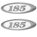 Bayliner Boat Raised Decal Emblems - 185 Bowrider Silver White (pair)