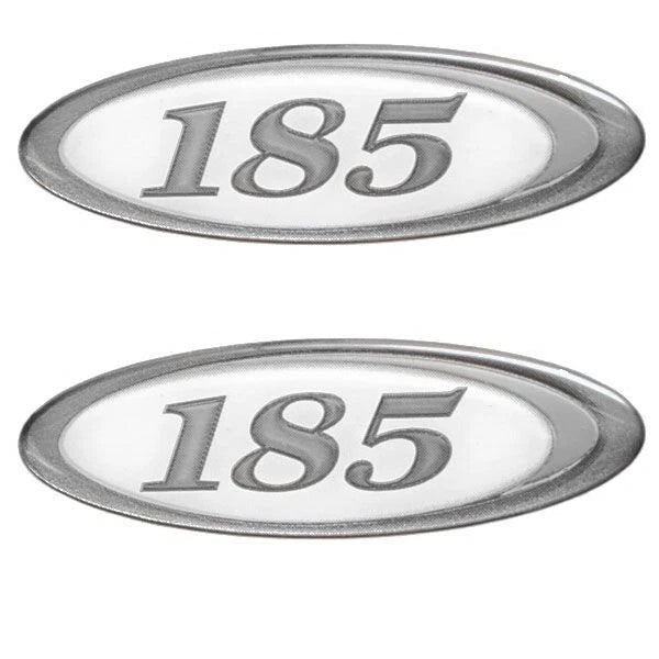 Bayliner Boat Raised Decal Emblems - 185 Bowrider Silver White (pair)