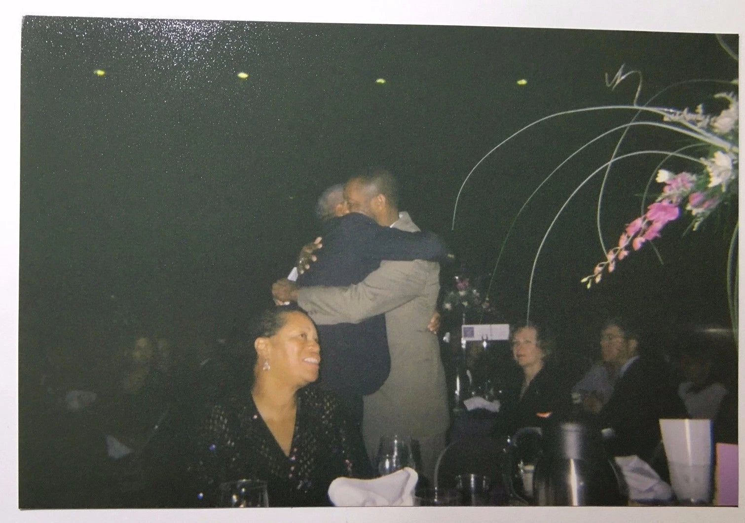 Vintage PHOTO Two African American Black Men Hugging Each Other