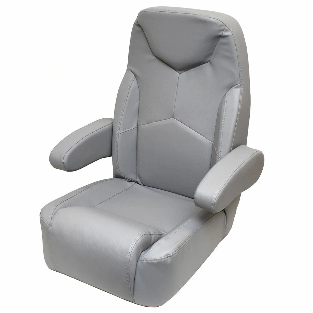 Pontoon Boat High Back Helm Seat - Gray Vinyl Reclining