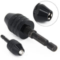 Small & Drill Adapter Shank + Black Bit Keyless Chuck Converter Hex 1/4