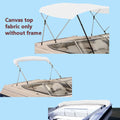 Bimini Top Boat Cover Canvas Fabric White with Boot Fits 3 Bow 72"L 61"- 66"W