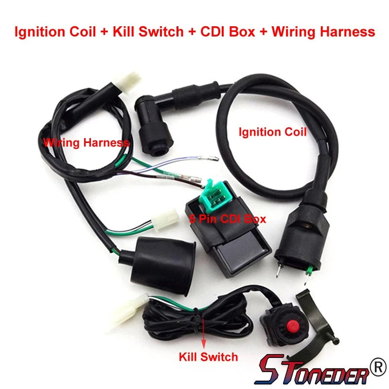 STONEDER Wiring Loom Harness Kill Switch Ignition Coil CDI for 50-160cc Pit Bike
