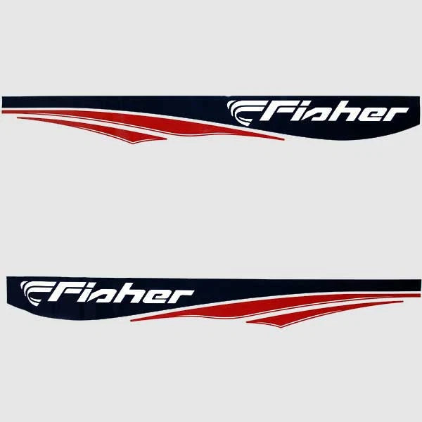 Fisher Boat Hull Decals 118954 - 118953 - Red - Dark Blue (pair)