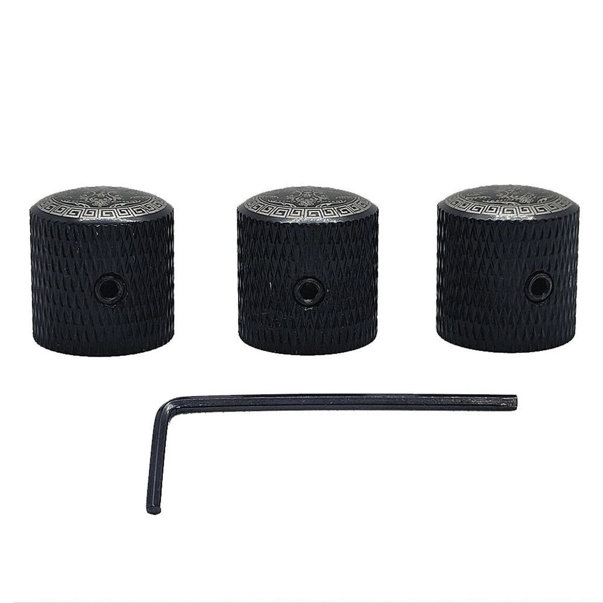 3pcs Electric Guitar Volume Tone Control Dome Knobs Metal Potentiometer Caps H