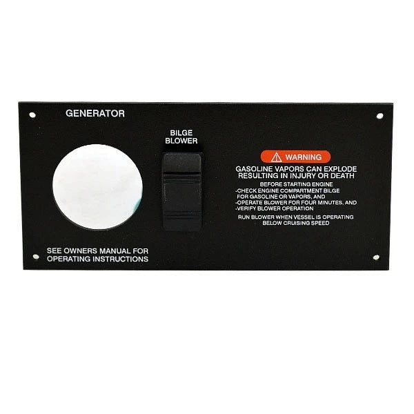 Sea Ray Boat Generator Panel Plate - with Bilge Blower Switch Black