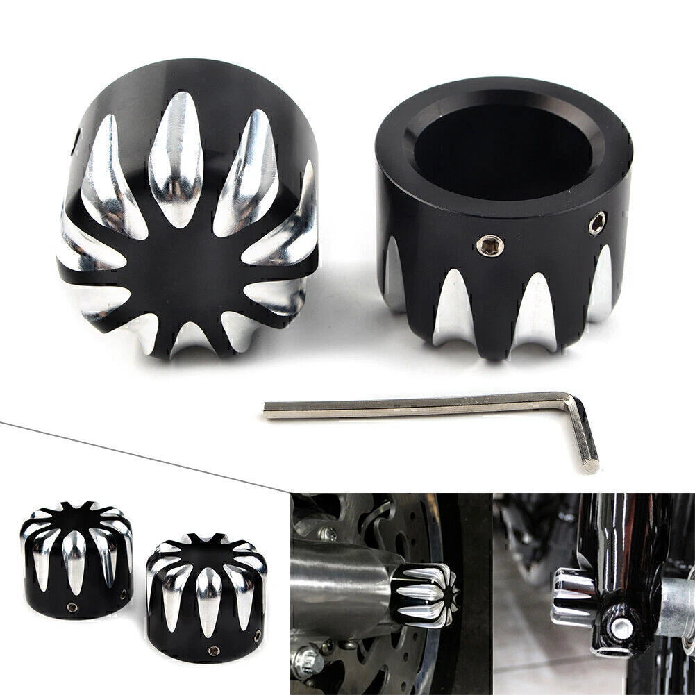 CNC Cut Front Axle Cap Nut Cover for Harley Electra Glide Sportster Dyna Fat Boy