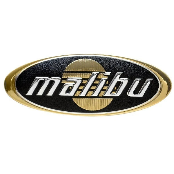Malibu Boat Raised Emblem Decal 5984500 - Black Gold Chrome 6 Inch