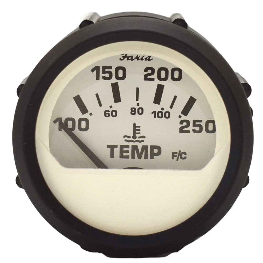 Faria Boat Water Temperature Gauge GPC619B - Euro Black White 2 Inch