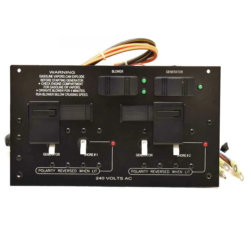Crownline Boat Generator Switch Panel 44282 - 240V Black White