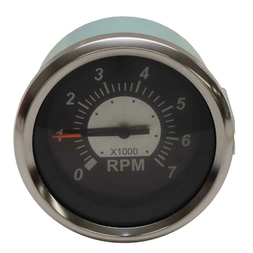 Veethree Boat Tachometer Gauge 780821PMFB - Black Sterling 3 1/4 Inch