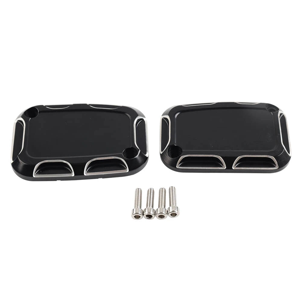 Pair Front Brake Master Cylinder Covers for Harley Street Glide Road King V-Rod