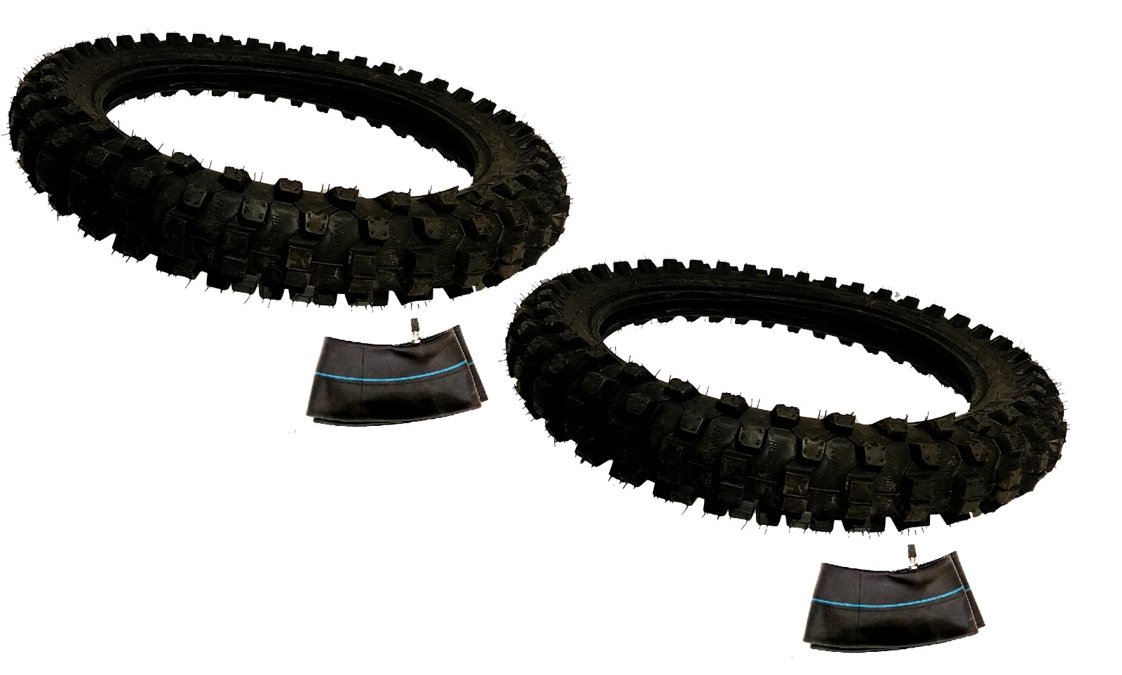 2 PK UNIVERSAL REAR REPLACEMENT TIRES + TUBES 70/100-19 HARD TERRAIN DIRT BIKES