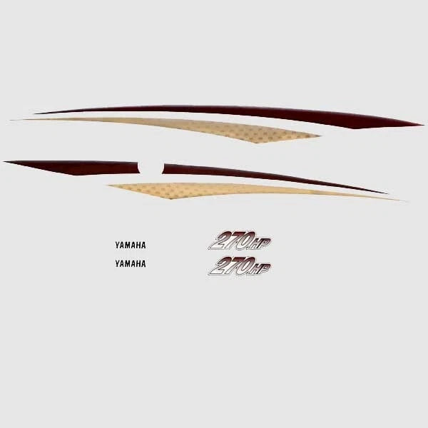 Rinker Boat Graphic Decals - 270HP Yamaha Red Black (set of 6)