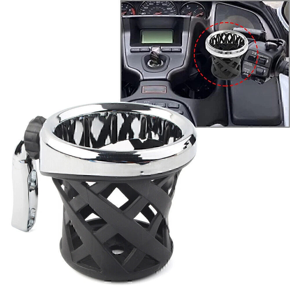 Moto Handlebar Cup Holder Drink with Mesh Basket Mount Universal Fit Harley US