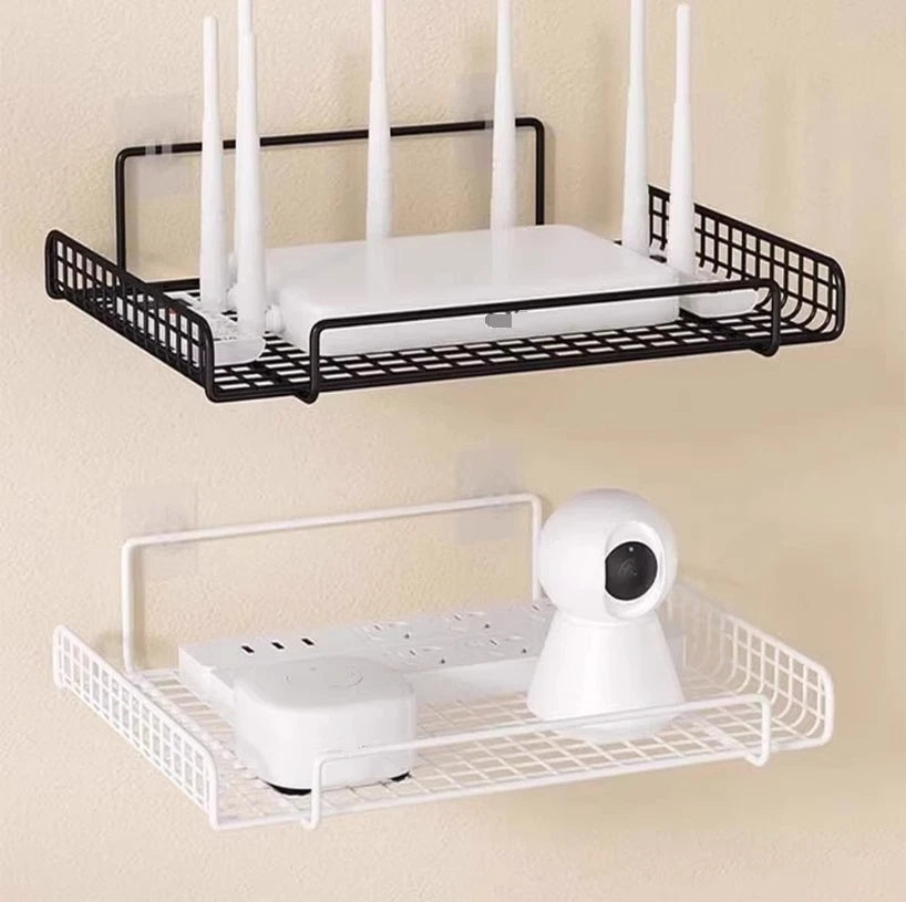 Wall Mounted Router and TV Box Shelf No Drill Installation with on Strips