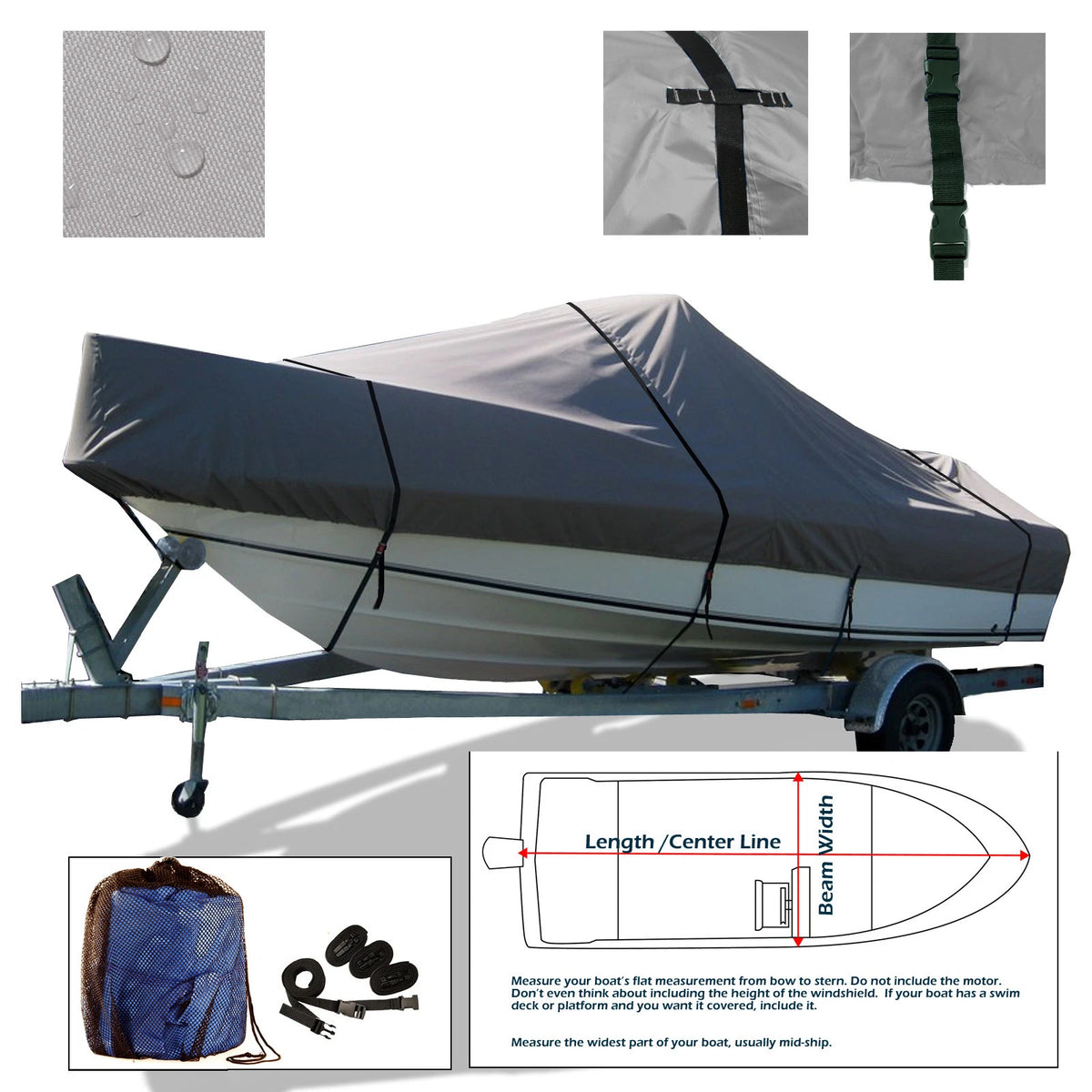Heavy Duty CLEARWATER 2200 DC Duel Console Trailerable Boat Storage Cover Strong