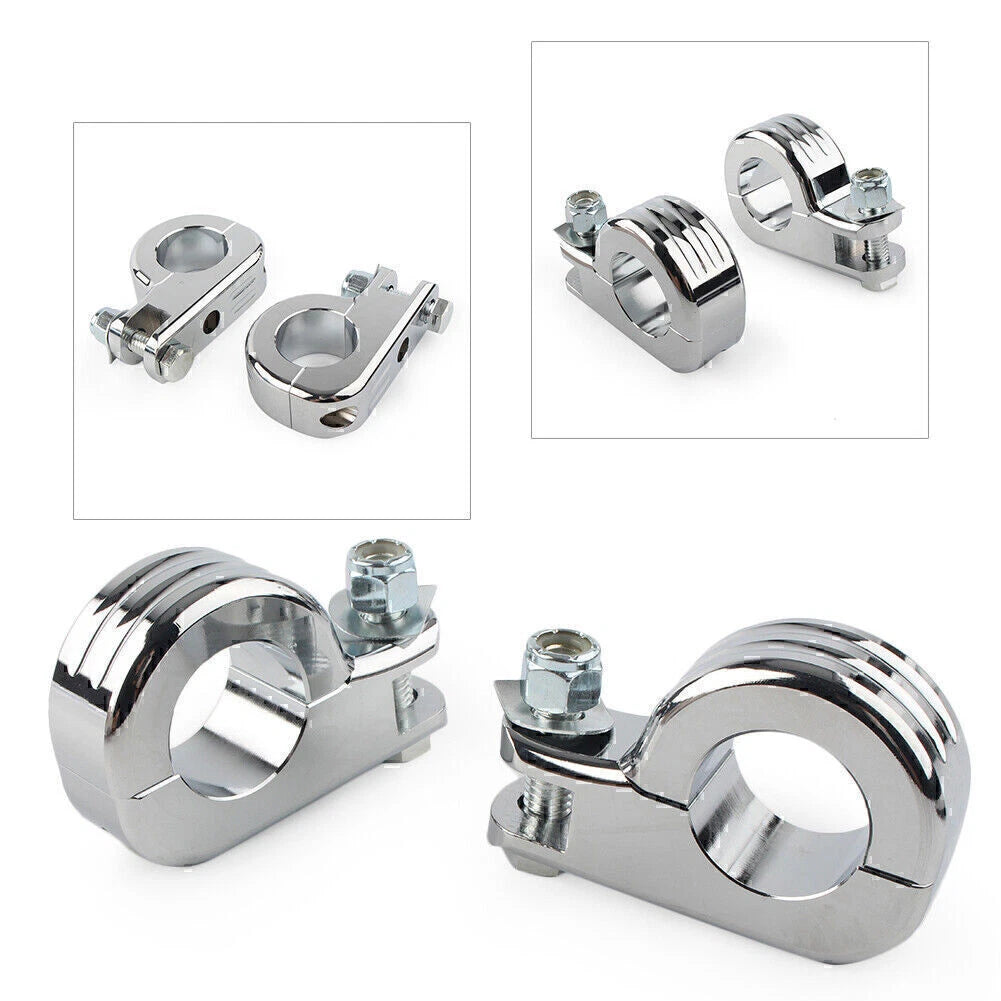 US 1.25" Highway Foot Peg Mounting P Clamps for Harley Dyna Engine Bars Chrome