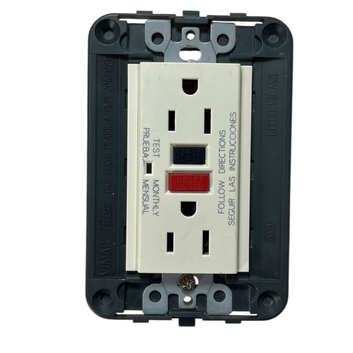 Vimar Idea 16296, GFCI Socket Outlet 20 Amp 125 Volts (black)