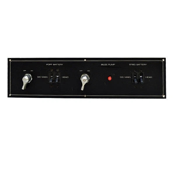 Boat Battery Switch Panel - 19 7/8 X 5 Inch Black Aluminum