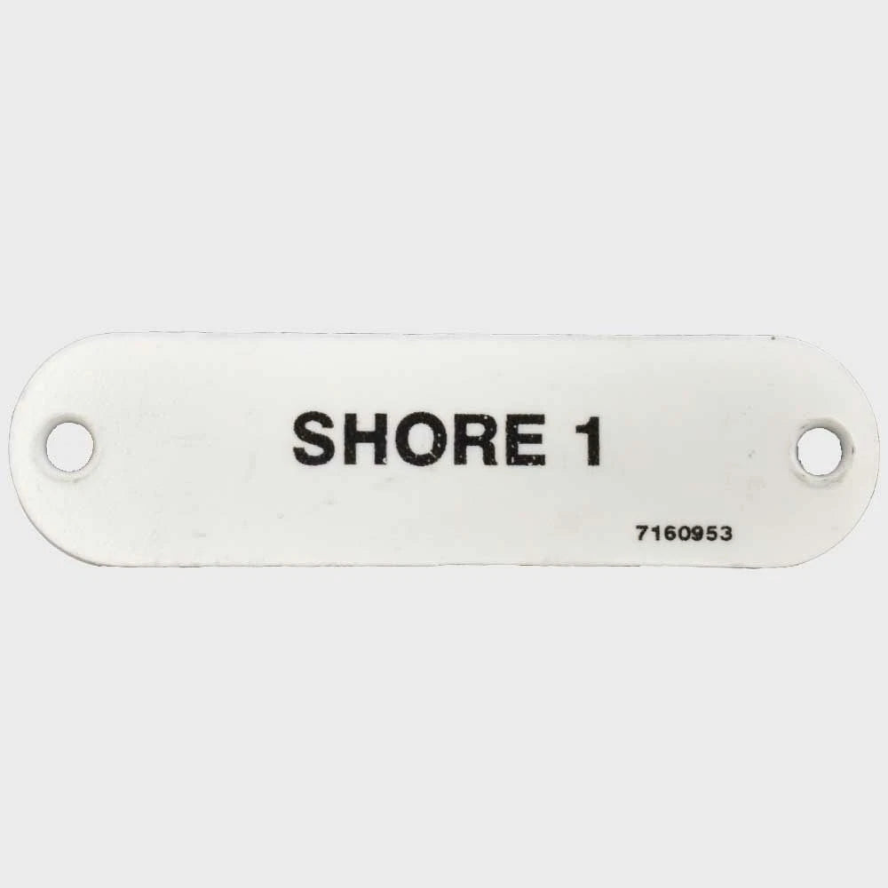 Marquis Boat Label Tag 7160953 - Shore 1 White Plastic