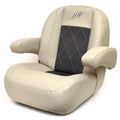 Silver Wave Pontoon Boat Helm Seat - Taupe Charcoal