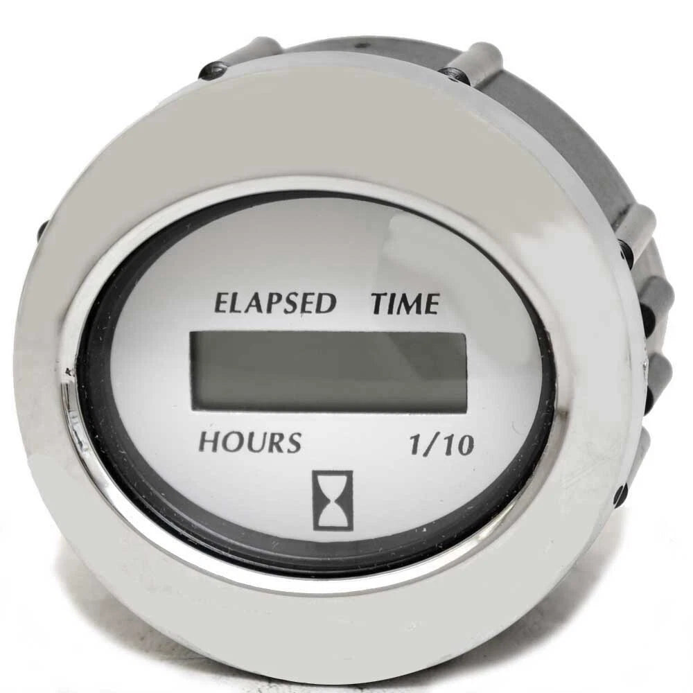 Faria Boat Hour Meter Gauge MH0203A - Digital 2 Inch Silver White