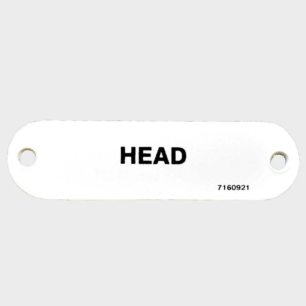 Carver Boat Head Label 7160921 - 2 3/4 X 3/4 Inch White Plastic