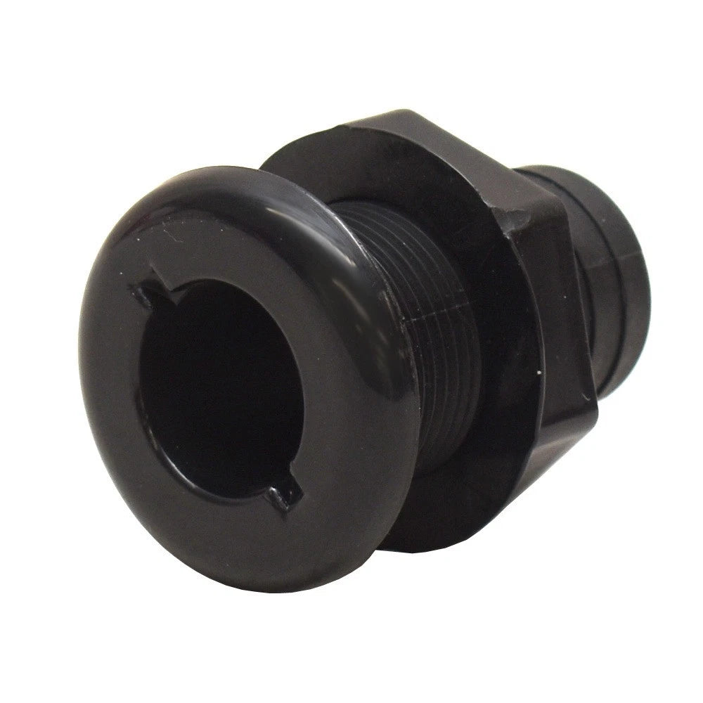 Boat Thru Hull Connector Fitting - 1 1/4 Inch Black Plastic