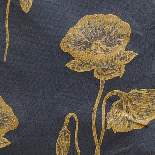 Larson Boat Fabric - Flower Woven Blue - Gold 54 Inch (YD)