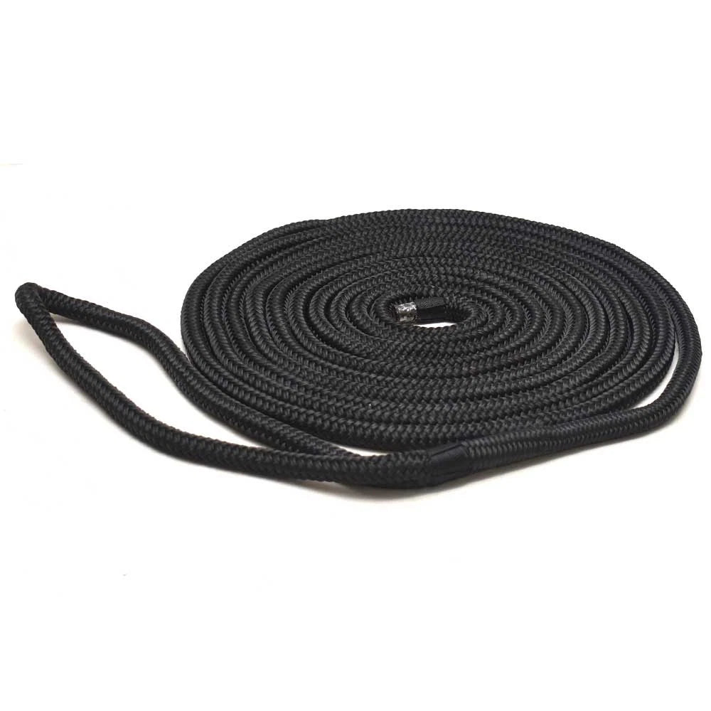 SeaGrace Boat Dock Line - Double Braided 1/2 Inch X 15 FT Black