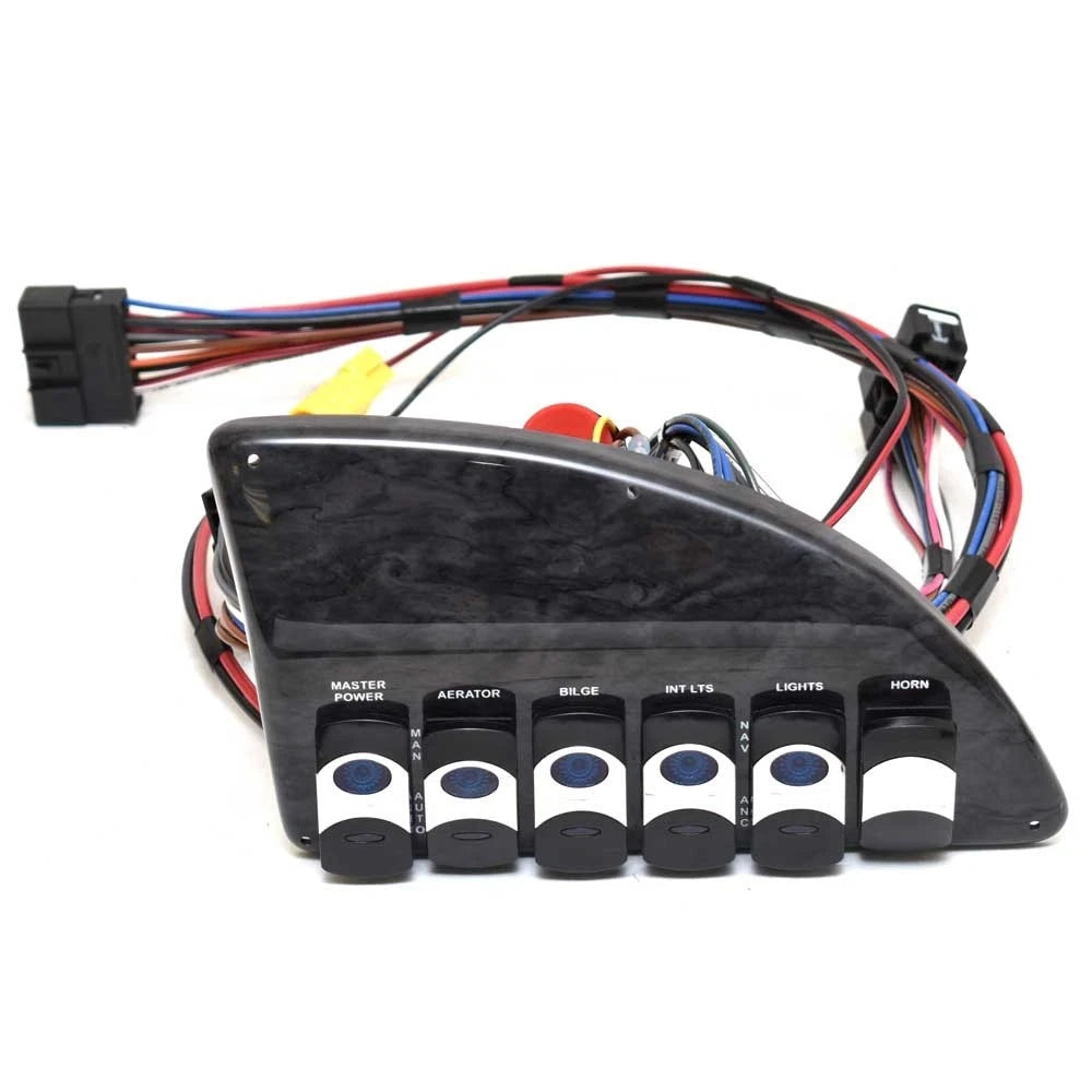 Lund Boat Switch Panel 2117985 - 9 X 5 Inch Black Woodgrain (scuffs)