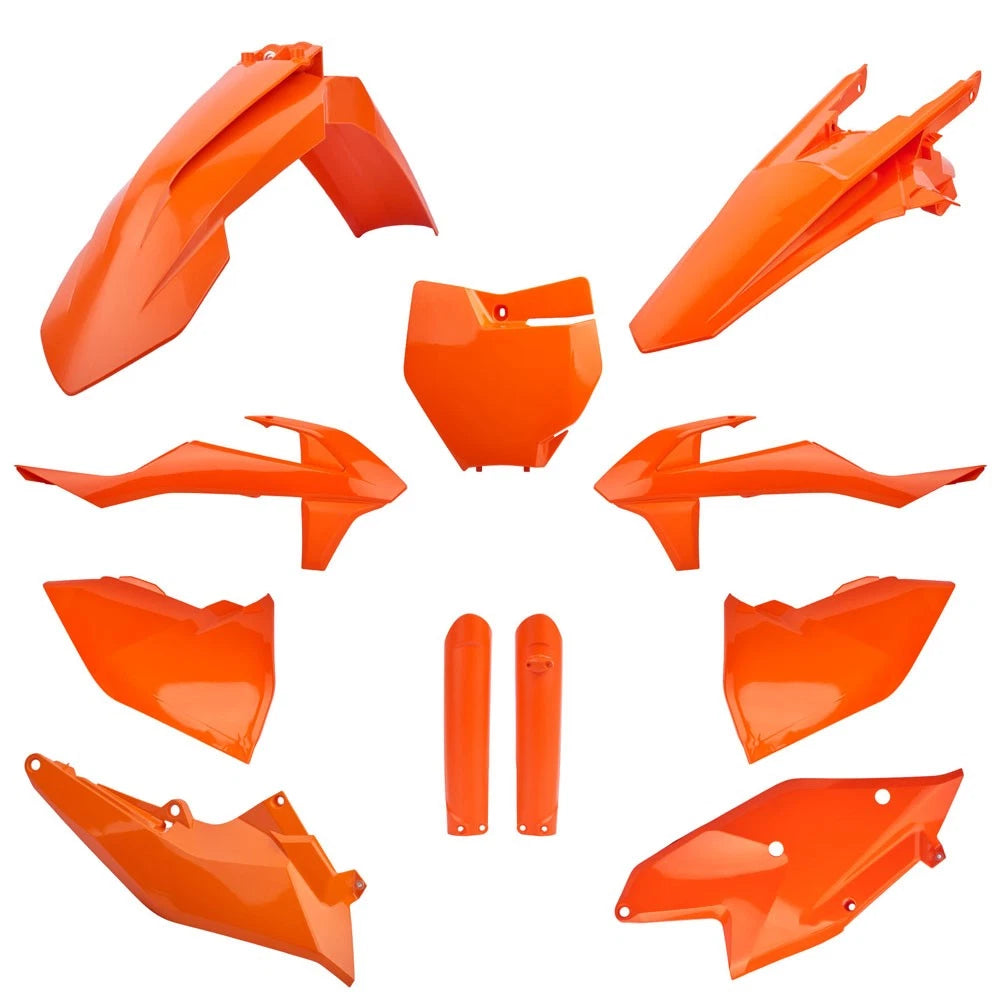 POLISPORT PLASTIC KIT + FORK GUARDS KTM SX250 2017-2018, ORANGE
